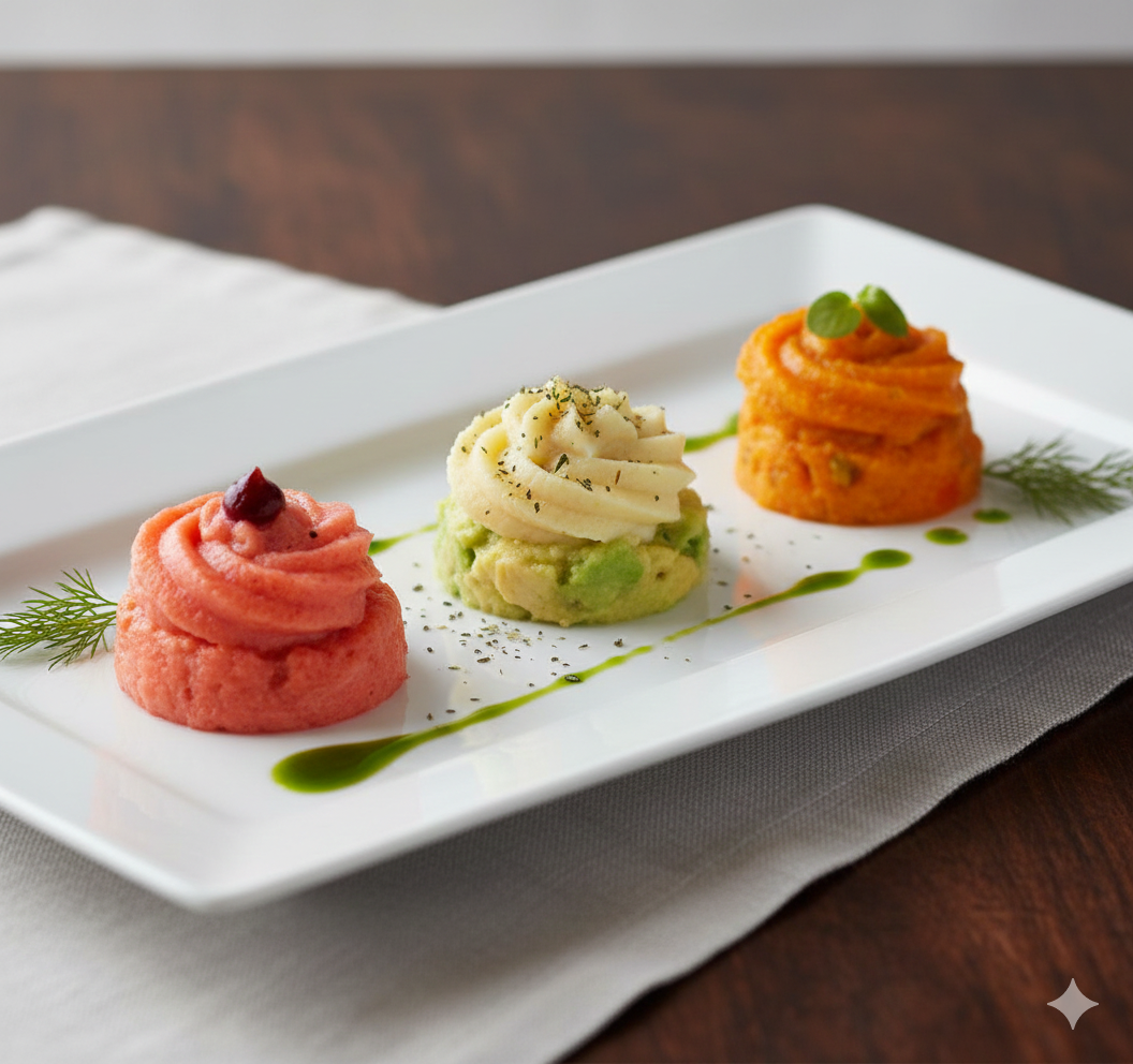 Canapés variados adaptados para disfagia