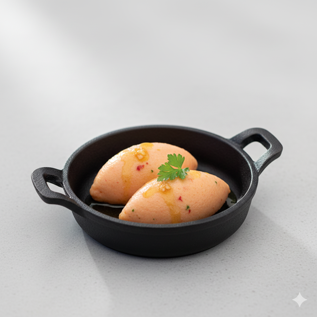 Gambas al ajillo texturizadas adaptadas para disfagia